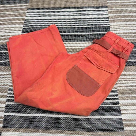 Free People We The Free Waterfalls Baggy Wide Leg Jean Zip Fly Oklahoma Sun 24S - Picture 3 of 16